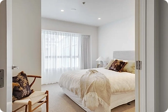 Refurbished bedroom at Lady Allum Retirement Village