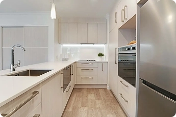 Refurbished apartment kitchen at Lady Allum Retirement Village