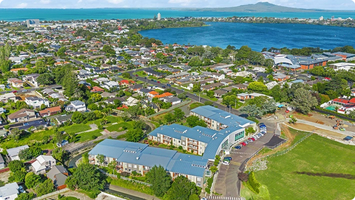 Aerial view of Lady Allum Retirement Village in Milford, Auckland