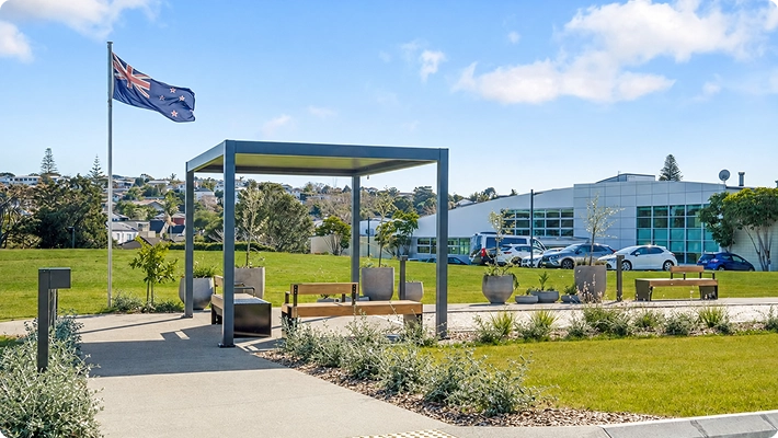 New outdoor seating and shelter at Lady Allum Retirement Village