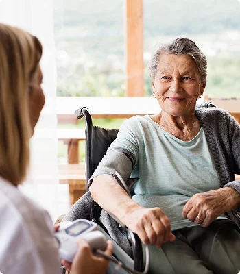Dementia care woman wheelchair